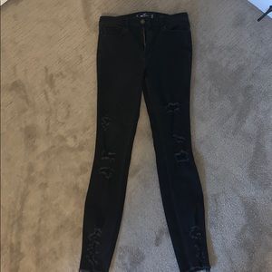 High rise ripped jeans